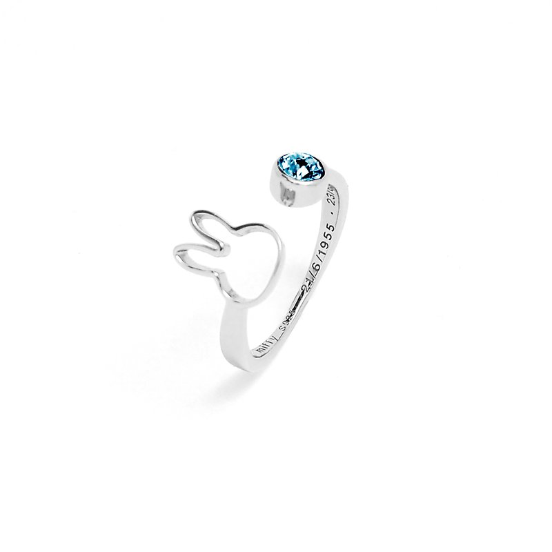 【Pinkoi x miffy】Miffy Blue Zircon Austria Crystal Ring | December Birthstone - แหวนทั่วไป - คริสตัล สีน้ำเงิน