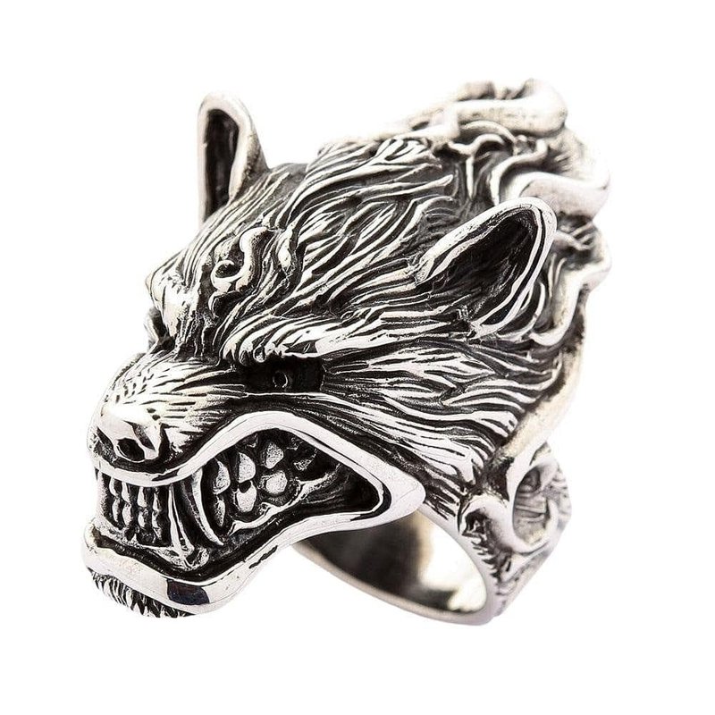 Werewolf Ring – 925 Sterling Silver Wolf Head Ring - 戒指 - 純銀 