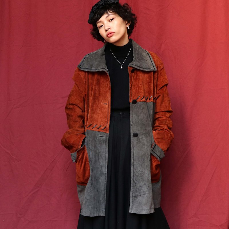 Pumpkin Vintage. Ancient stitching stitching suede coat coat - Women's Casual & Functional Jackets - Genuine Leather 