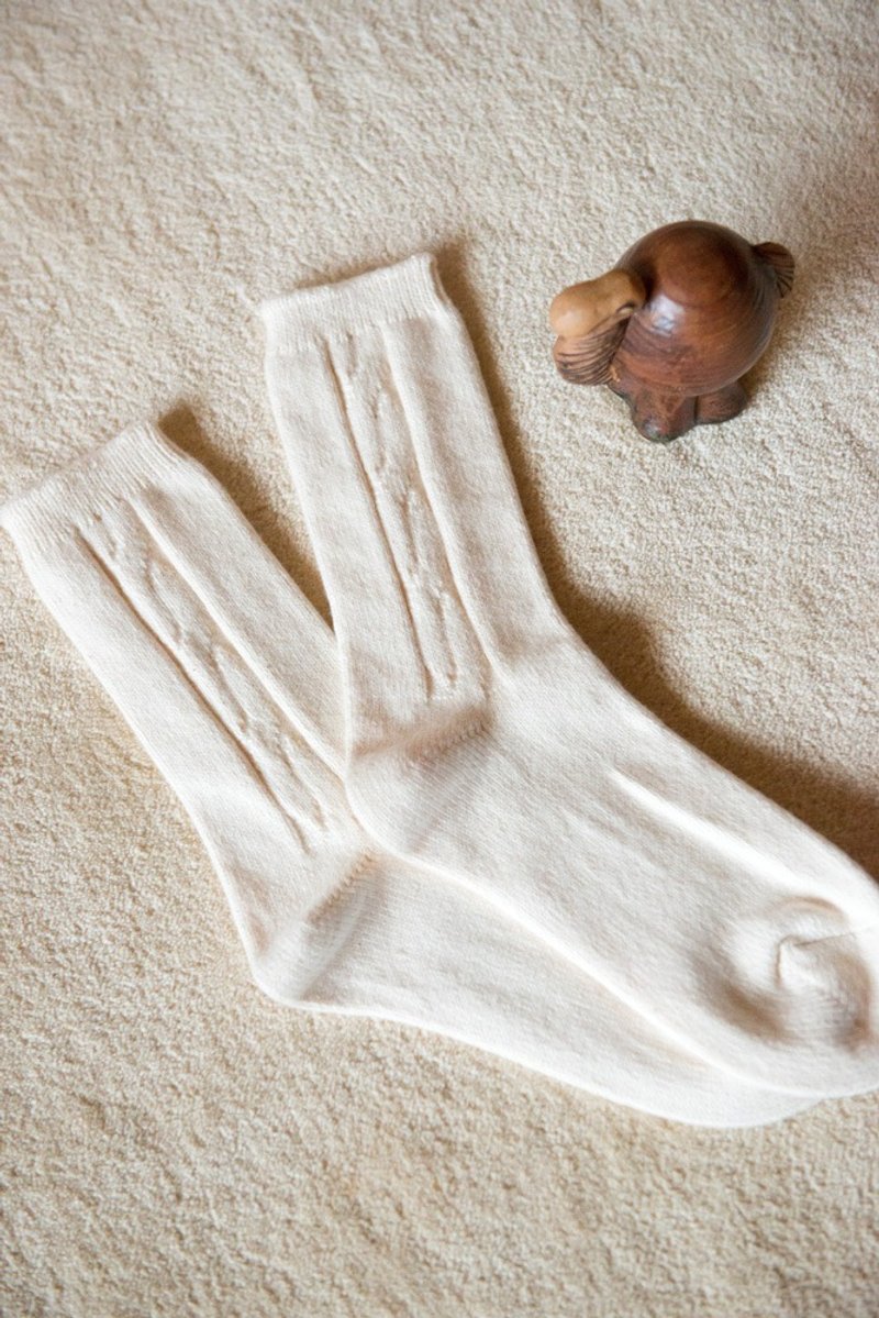 Organic Cotton Allan Knitting Low Gauge Socks [Color] - Socks - Cotton & Hemp White