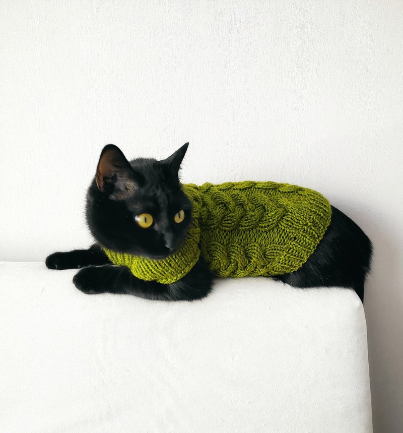 Cable pets sweater 貓衣服 Clothes for pet Cat sweater 寵物衣服 寵物衣 宠物衣服 ペット 服 寵物領巾 貓領巾 - ชุดสัตว์เลี้ยง - ขนแกะ 