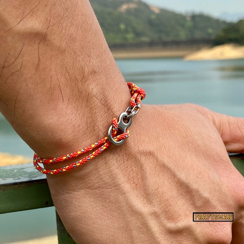 Thin S-buckle Stainless Steel eight-character mountain bracelet - สร้อยข้อมือ - สแตนเลส สีแดง