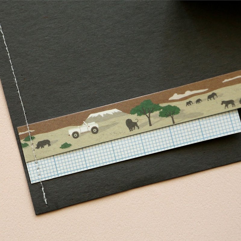 Single roll of paper tape -125 African hunting tour, E2D14308 - Washi Tape - Paper Khaki