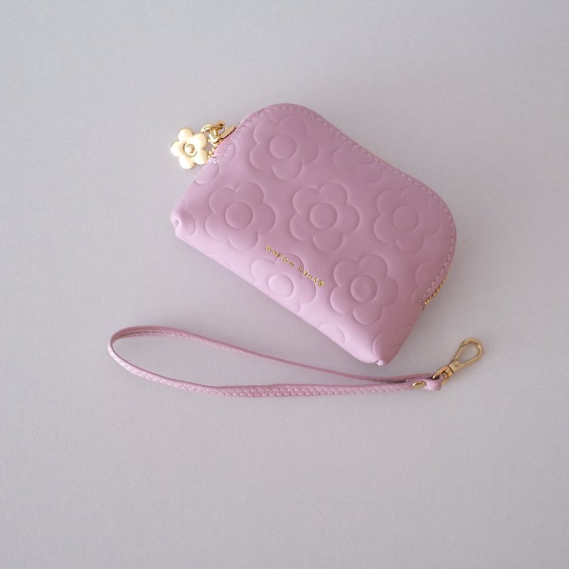 Mellow purse wallet, leather wallet  limited pattern with wristlet - 長短皮夾/錢包 - 真皮 紫色