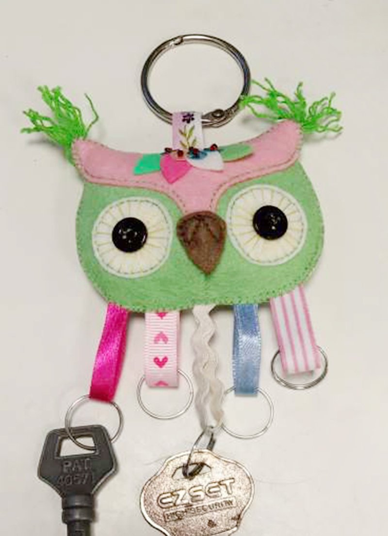 Key Holder - Green Owl - ที่ห้อยกุญแจ - ไฟเบอร์อื่นๆ สีเขียว