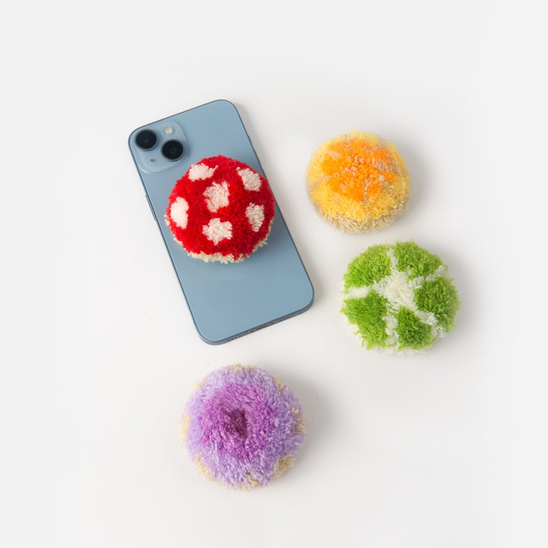 Amanita muscaria - hand-tufted three-dimensional mushroom mobile phone holder - wool/handmade/gift/drama/lazy person holder - Phone Stands & Dust Plugs - Wool Red