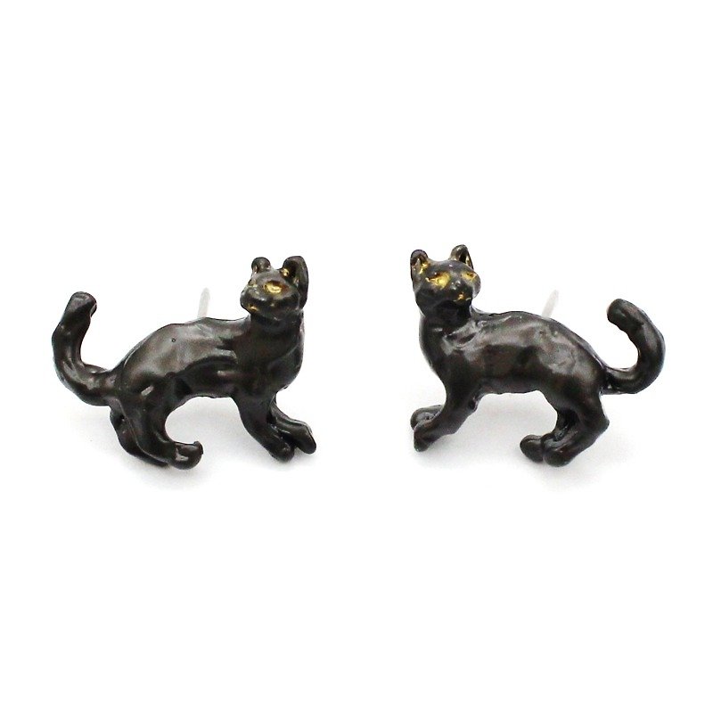 Reflected Cats(Black /  リフレクトキャット（ガンメタ）PA406GM - 耳環/耳夾 - 其他金屬 黑色