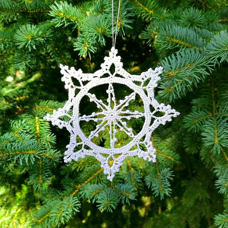 Christmas snowflake hanging decorations, Christmas tree ornaments gifts, 雪花聖誕飾品 - 裝飾/擺設  - 棉．麻 白色