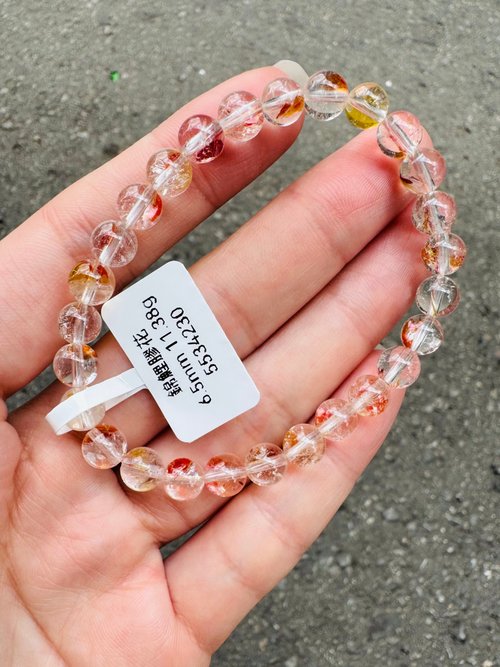 橘　 水晶 高級レッド膠花水晶6.5mm11.38g豊かで縁起の良い町家で邪悪な霊