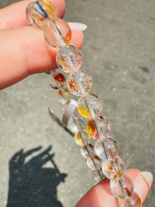 橘　 水晶 高級レッド膠花水晶6.5mm11.38g豊かで縁起の良い町家で邪悪な霊