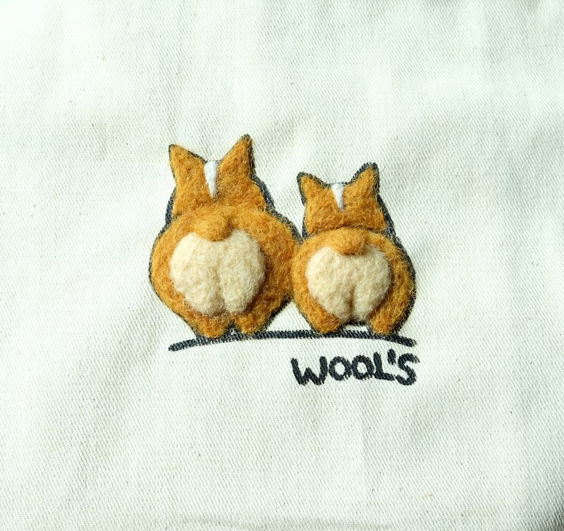 side by side. Corgi Back Wool Felt Embroidered Canvas Bag - Messenger Bags & Sling Bags - Cotton & Hemp 