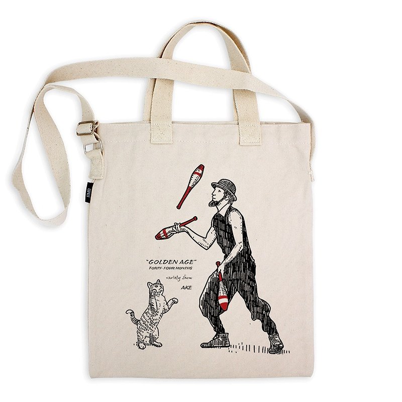 AMO®Original Tote Bags/AKE/GOLDEN AGE/Meow Juggling - Messenger Bags & Sling Bags - Cotton & Hemp 