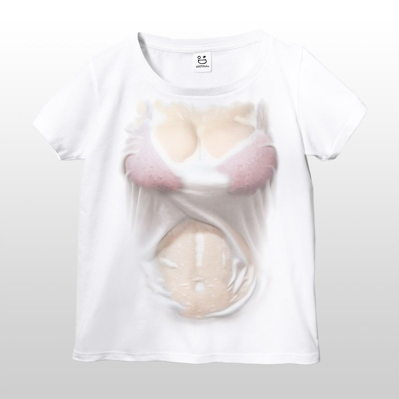Mousou Splash T-shirt/ PINK/ WS - Women's Shirts - Cotton & Hemp Pink