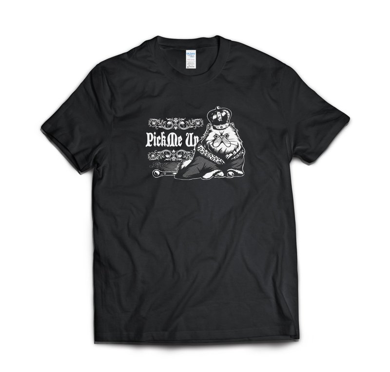 貓皇帝-T-shirt 白/黑/灰/藏青 - 男 T 恤 - 棉．麻 多色