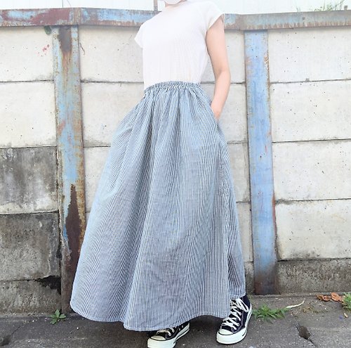 Soft double gauze　Hickory stripe　skirt