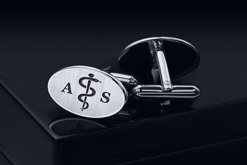Medical Cufflinks for doctor, Personalized Cufflinks, Doctor Cufflinks engraved - Cuff Links - Sterling Silver Silver