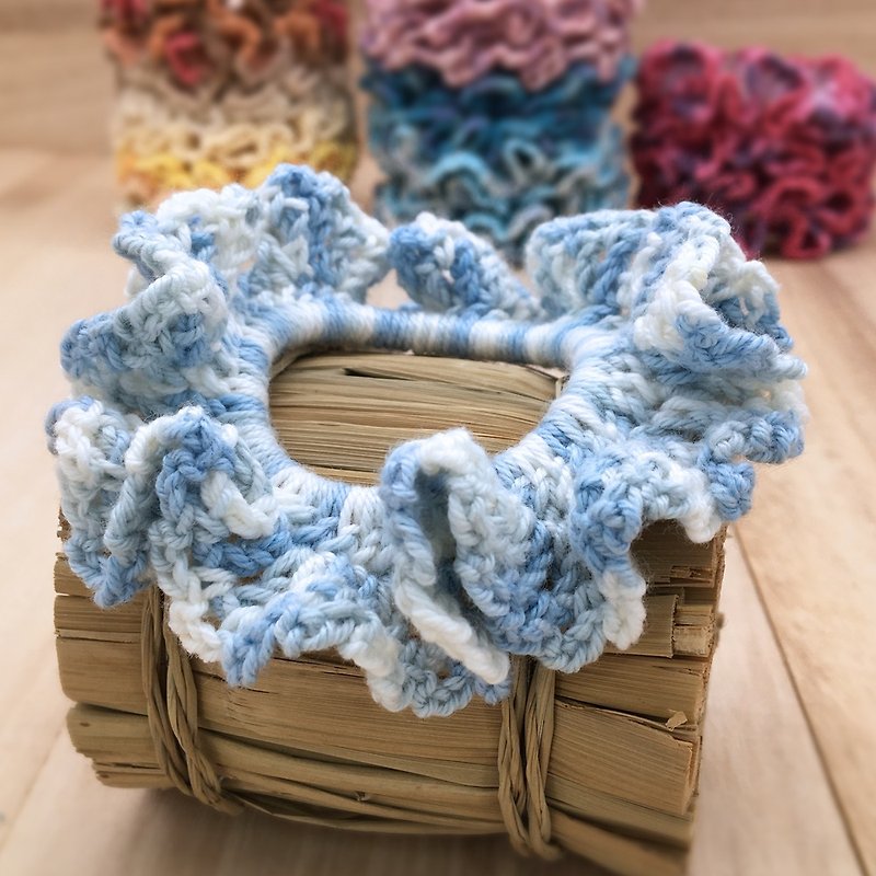 Hair Scrunchies - Colourful Hair Ties & Elastics - Crochet Hair Accessories - Hair Accessories - Cotton & Hemp Blue