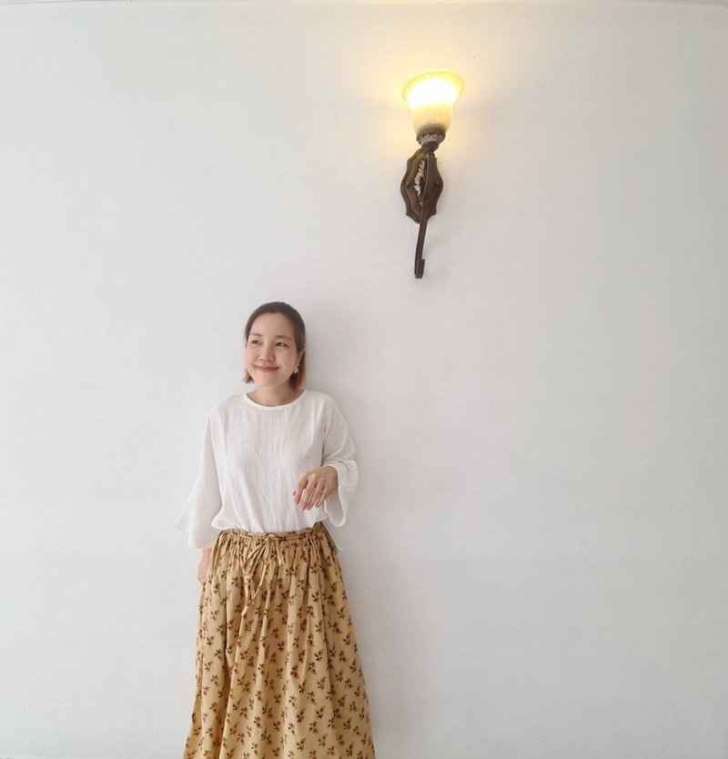 Drawstring Skirt India Hand Block Print Cotton 100% - 裙子/長裙 - 棉．麻 