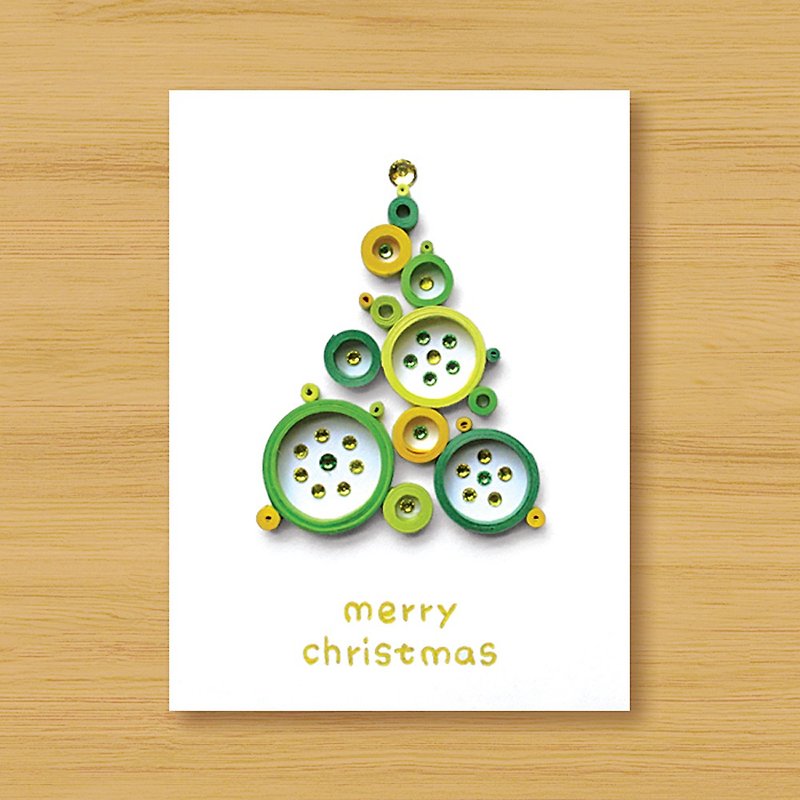 （6つのスタイルから選択）手作りのロール紙クリスマスカード_ドリームバブルクリスマスツリー-カラースタイル - カード・はがき - 紙 グリーン