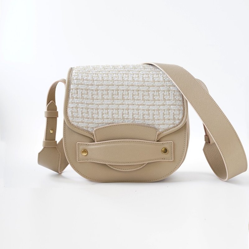 Liens saddle bag mellow milk tea color - Messenger Bags & Sling Bags - Genuine Leather Khaki