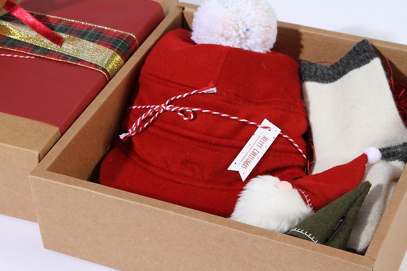 絨毛飛行帽 - 聖誕禮盒 - 帽子 - 羊毛 紅色