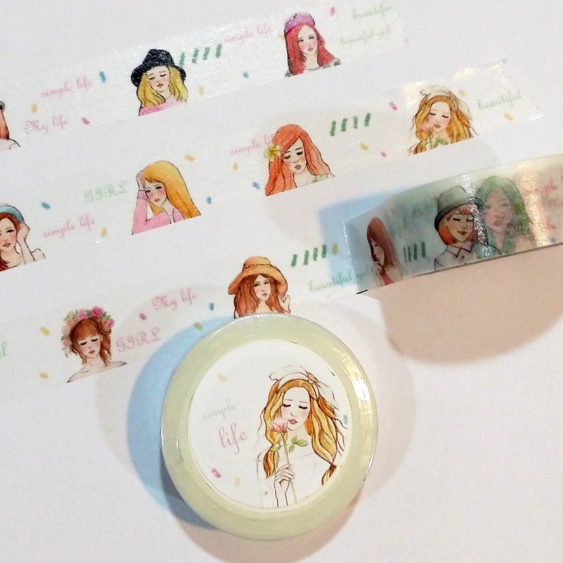 Paper tape / simple good life girl (1.5cm white) decorated PDA cute little thing - Washi Tape - Paper 