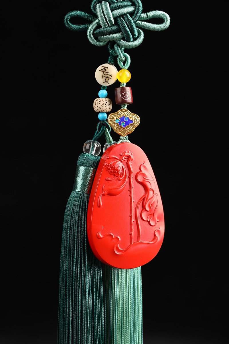 天然原礦硃砂精品紅砂荷花 車掛 精品原創 硃砂含量高達95%以上 - 鑰匙圈/鑰匙包 - 寶石 