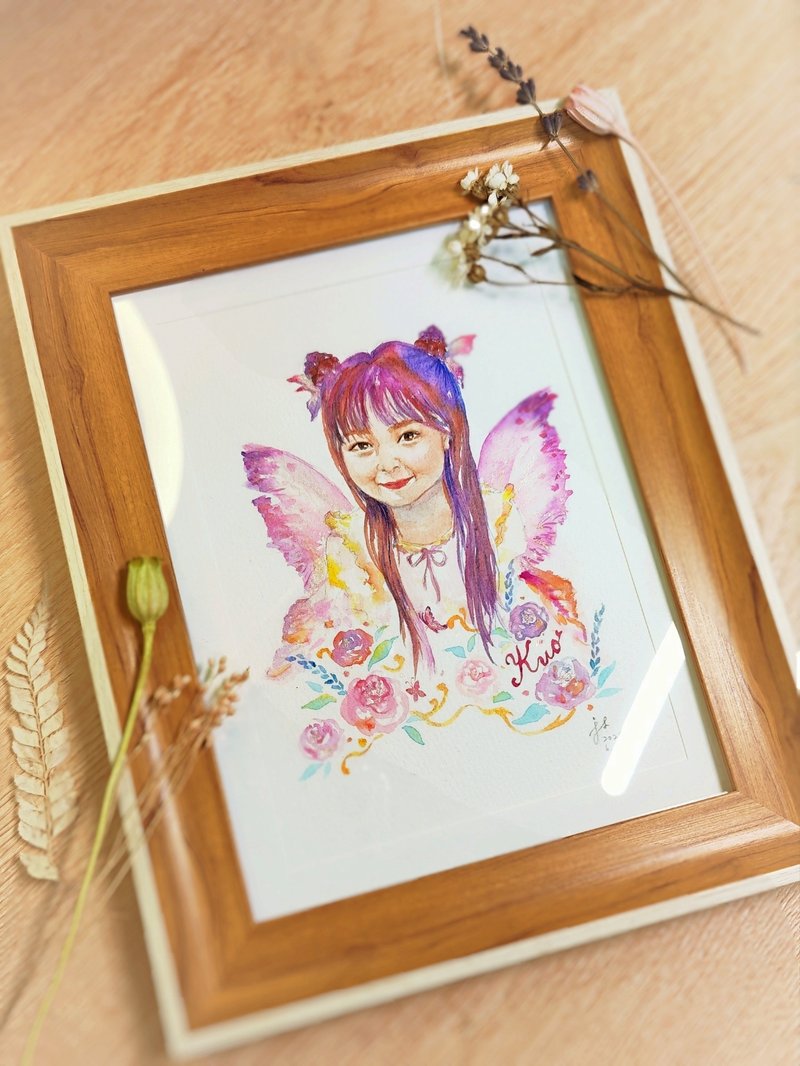 ANGELIC FACES Custom Watercolor Portraits Illustrations Personal Sketches Fami - Customized Portraits - Paper Gold