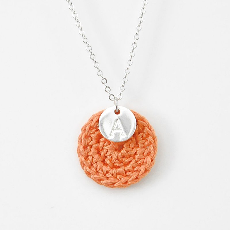 [Customized] Your exclusive*Happiness Ring*Necklace Small Circle English Letter Warm Series - Necklaces - Thread Orange