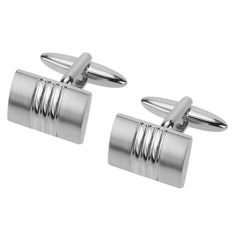 Curved Brush Silver Cufflinks - Cuff Links - Other Metals Silver
