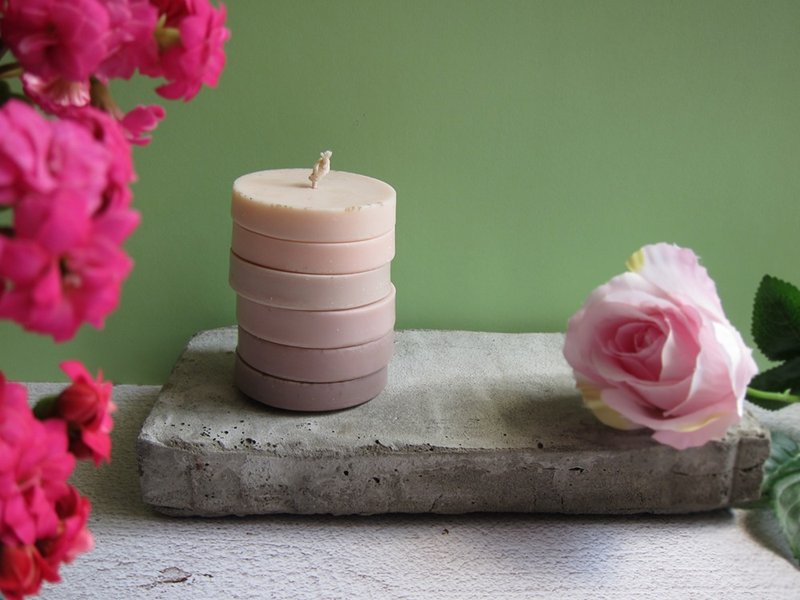 [Customized] Fragrance Color Gradient Candle-Otto Rose - Candles & Candle Holders - Wax Pink