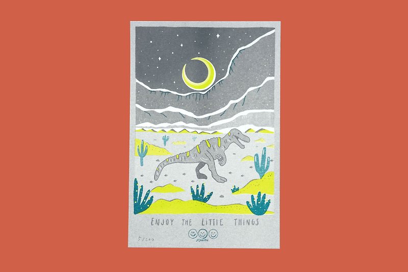Eoraptor・Dinosaur Series Card|| Risograph Stencil Printing/Postcard/Limited - การ์ด/โปสการ์ด - กระดาษ หลากหลายสี