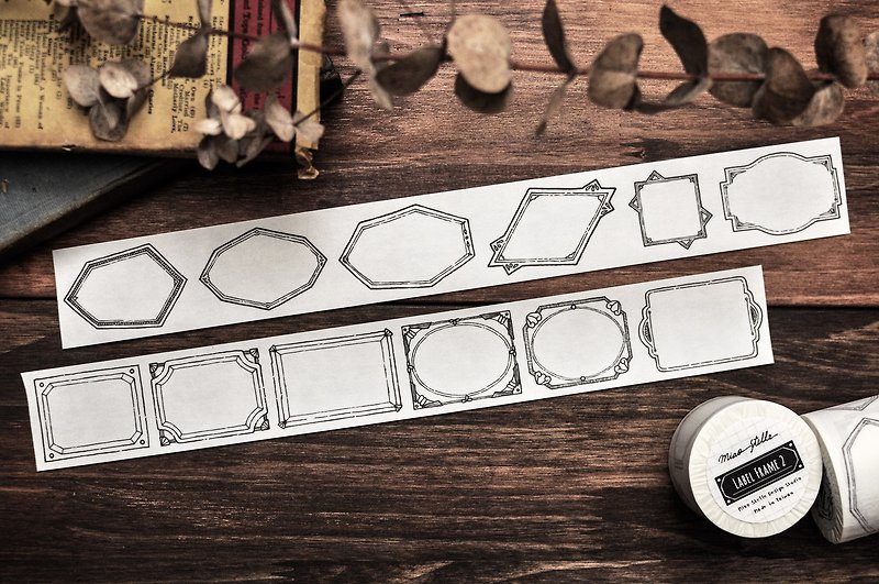 Label Frame 2 Masking Tape - Collage / Notepad / 4cm- Release paper - Washi Tape - Paper Black