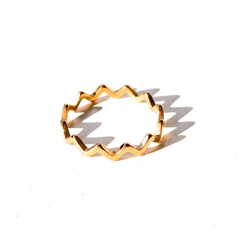 Z花邊戒指 - 戒指 - 不鏽鋼 金色