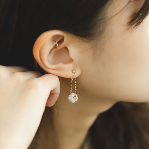 手作りのカスタムヴィンテージフラワー刺繍パール925スターリング