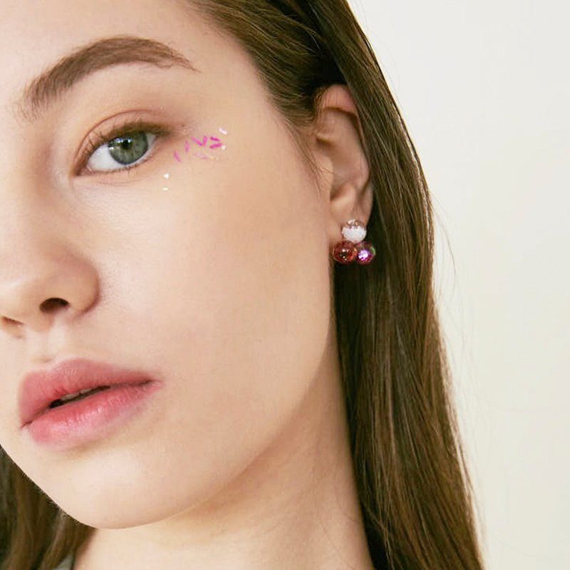 Colorful Snowball Pinwheel Earrings - 耳環/耳夾/耳骨夾 - 玻璃 