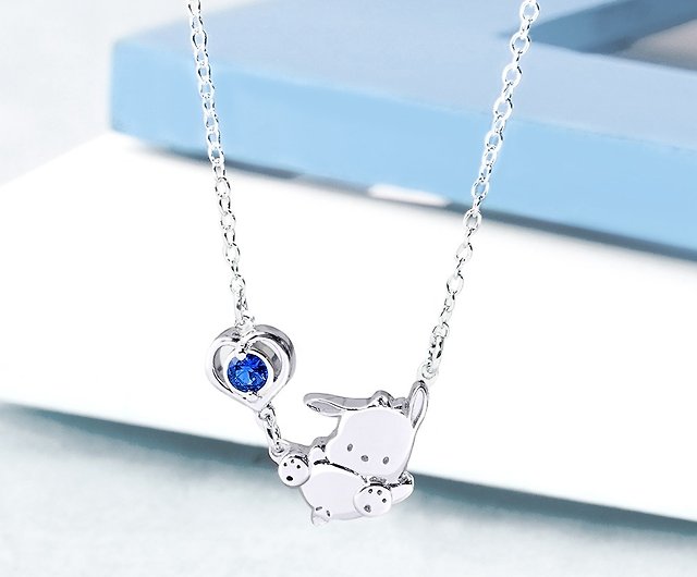 Pochacco classic series-Pachacco dog crystal diamond sterling silver  necklace - Shop STORY ACCESSORY Necklaces - Pinkoi