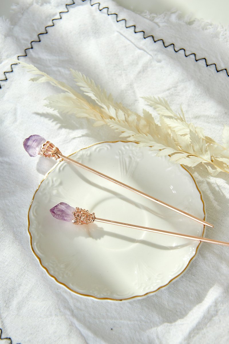【U.S. brought back Western antique jewelry】Vintage and elegant purple hairpin exclusive sale - Hair Accessories - Crystal 