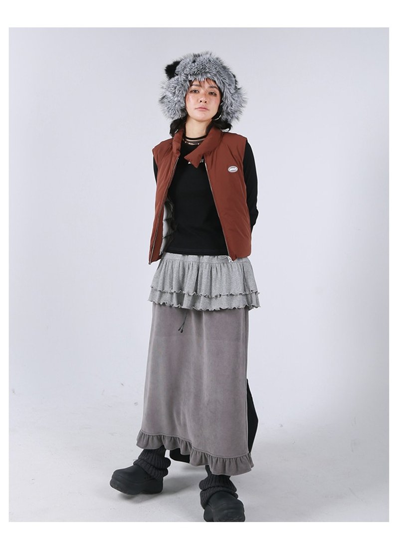 High-grade European velvet half-length high waist A-line hip skirt - Skirts - Other Materials 