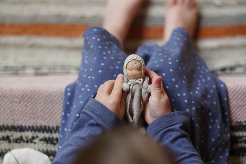 Small Waldorf doll Soft baby doll Pocket doll for baby - 寶寶/兒童玩具/玩偶 - 羊毛 粉紅色