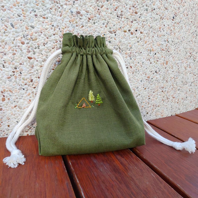 [Small flaws] Embroidery/ drawstring pockets/ camping - Drawstring Bags - Other Materials 