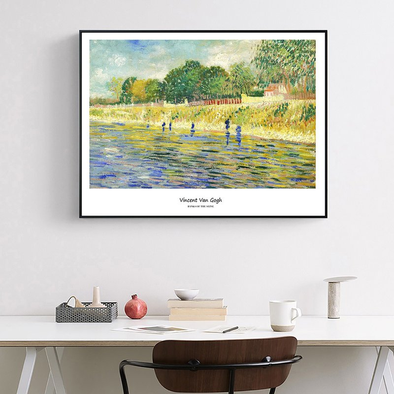 梵谷‧塞納河畔-橫式_掛畫_名畫系列_台灣製 兩個工作天快速出貨 - 海報/掛畫/掛布 - 棉．麻 綠色