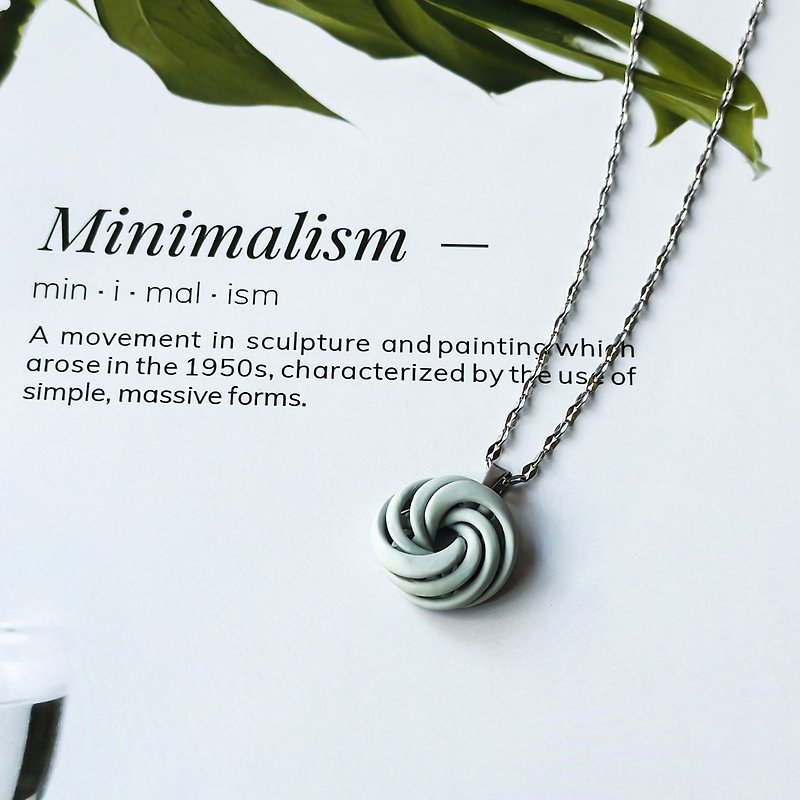 3D printing, environmentally friendly, colorfast necklace - Unisex / Swirl - สร้อยคอ - เครื่องลายคราม สีเทา