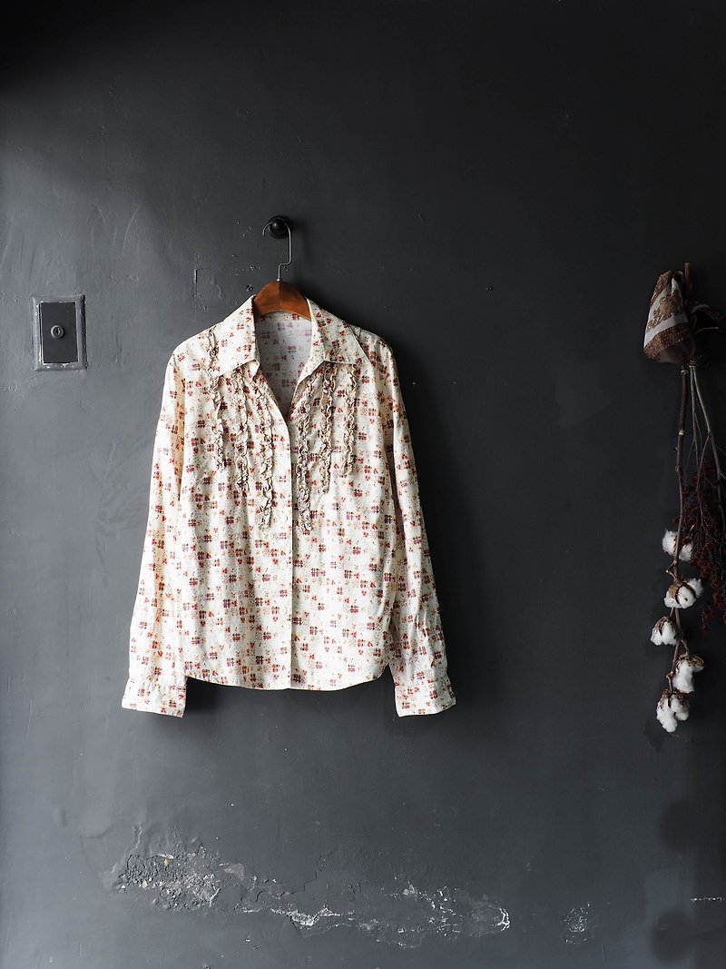 River Water Mountain - Nagasaki beige youth love girl log antique cotton shirt jacket coat - Women's Shirts - Cotton & Hemp Yellow