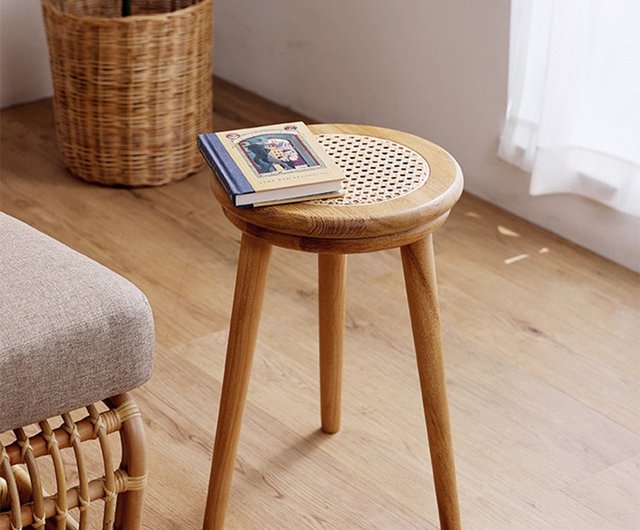 ouRattan】サンフラワー チーク材チークの木ラタン ラウンドスツール