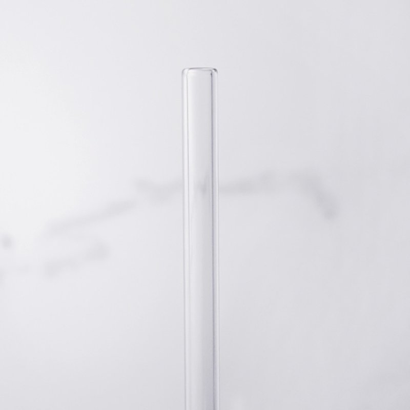 20cm (口徑0.6cm) 平口 極細玻璃吸管環保愛地球 (附贈清潔刷) - 環保吸管 - 玻璃 白色