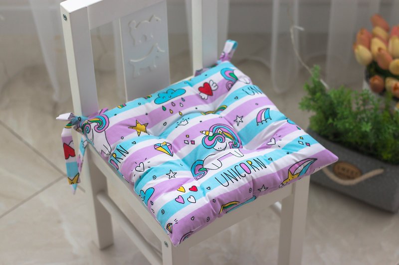 Kids chair cushion, Child pillow for chair, Unicorns Chair cushion - 枕頭/抱枕 - 其他材質 多色