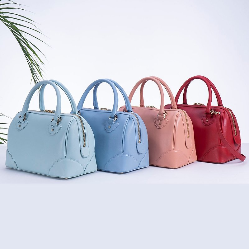 handmade  leather handbag 手提包手工皮包復古單肩包簡約斜背包 - 側背包/斜孭袋 - 真皮 粉紅色