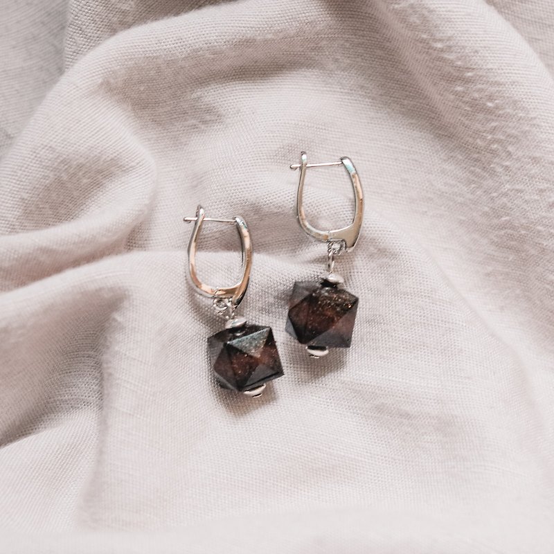 [Environmental protection earrings] Hidden - black jewelry silver-plated earrings earrings / handmade / gift / recommended - Earrings & Clip-ons - Plants & Flowers Black