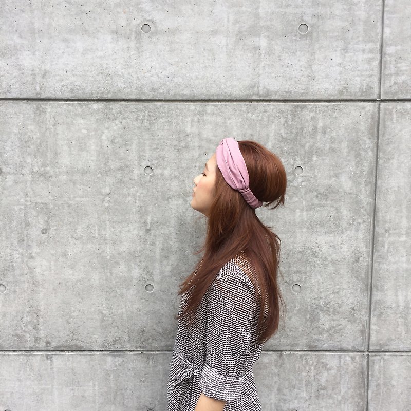 Nadeshiko elastic Wide / handmade hair band - Hair Accessories - Cotton & Hemp Pink